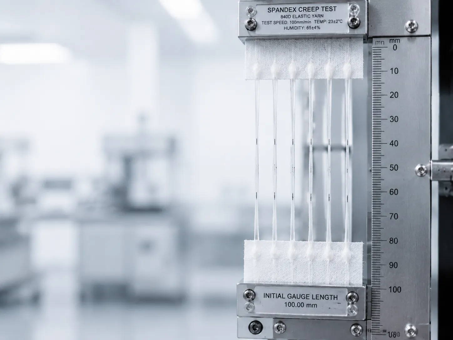 840d Spandex Creep Test For Hygiene Materials Showing Less Than 5 Percent Elongation Loss In Laboratory