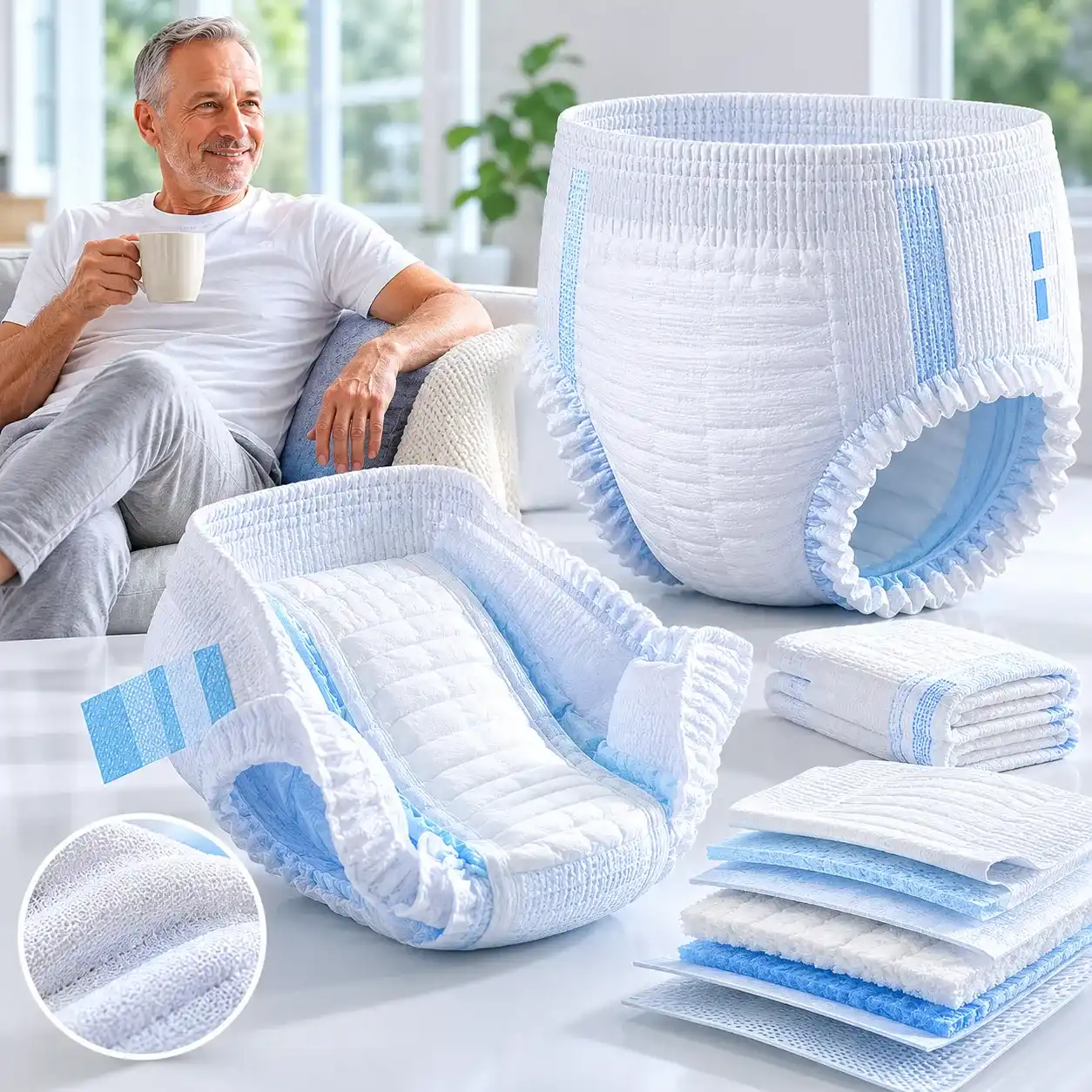 Adult incontinence manufacturing solutions with leak-proof materials and 1200ml absorbency