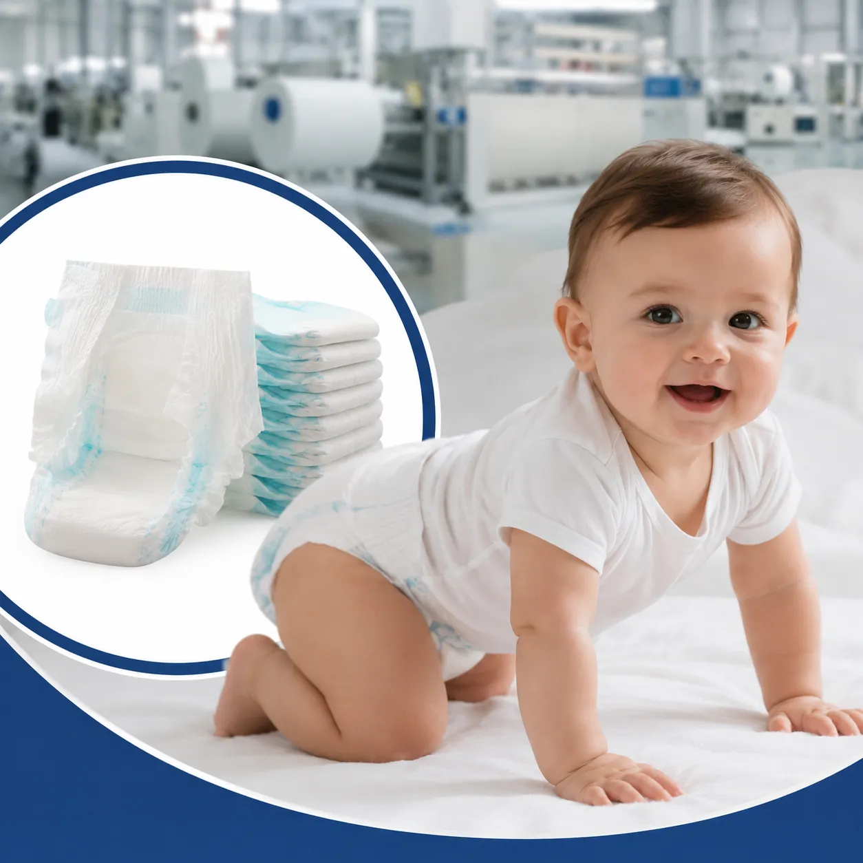 Baby diaper manufacturing case study showing 30 percent cost reduction and premium softness