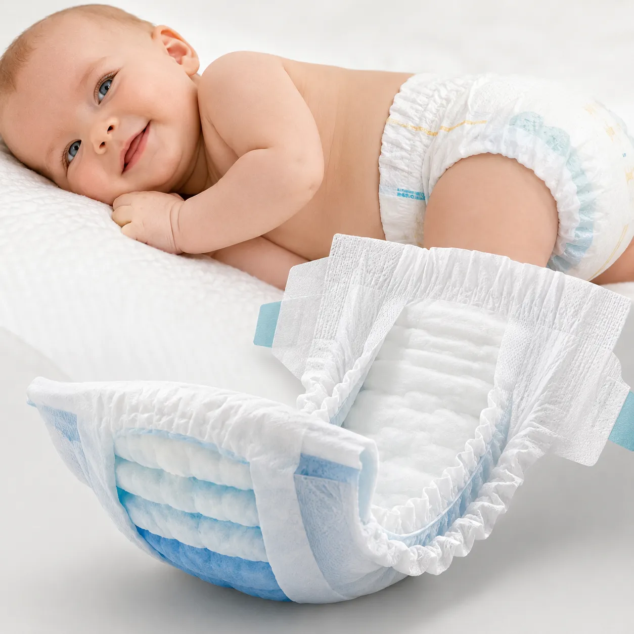 Baby diaper manufacturing solutions with high-absorption and ultra-soft raw materials
