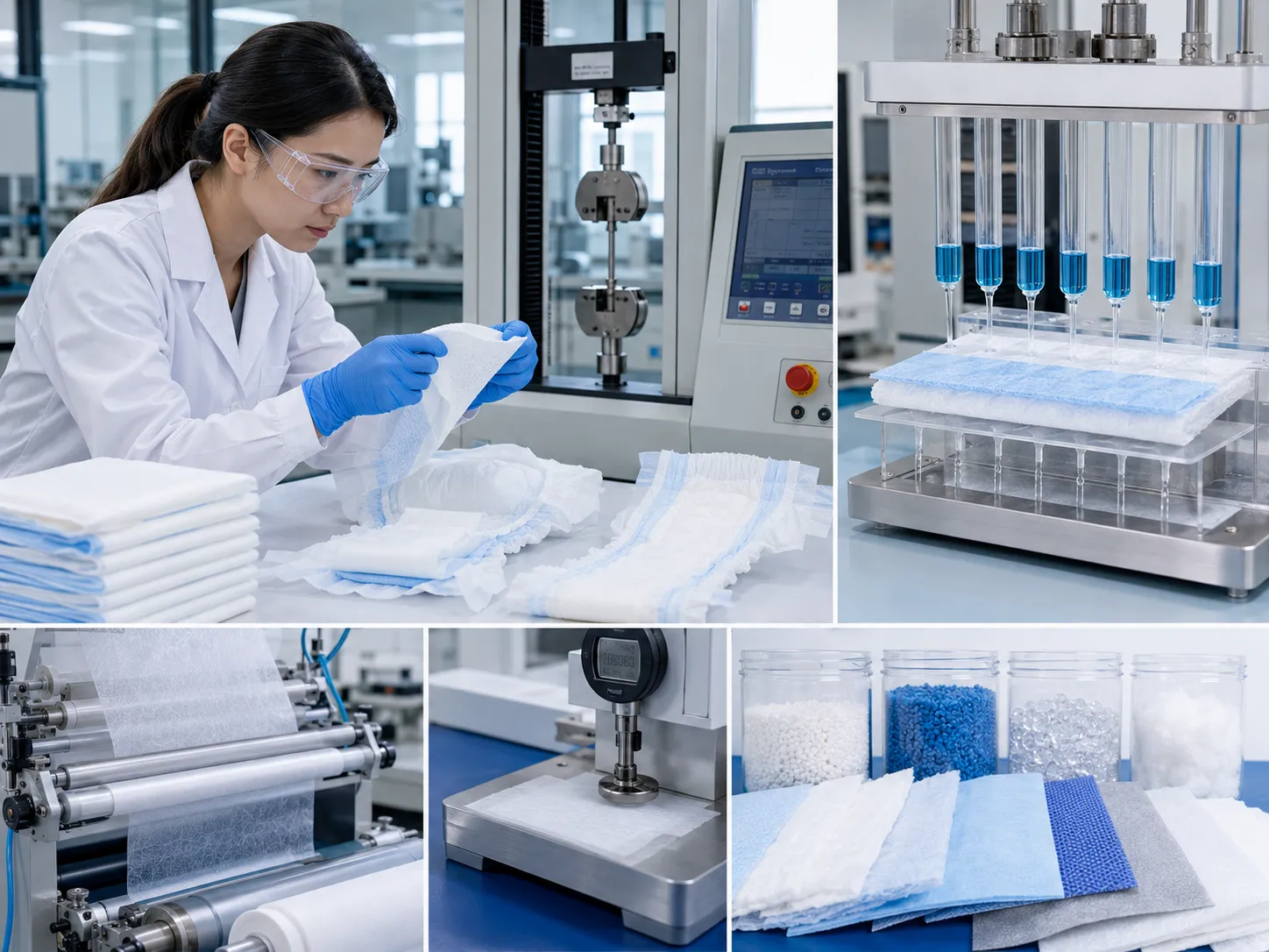 Hygiene raw material quality control and performance testing for diapers using EDANA standards