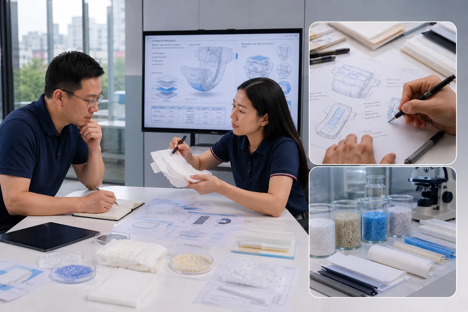 Custom hygiene product R&D and technical design development for diaper manufacturing
