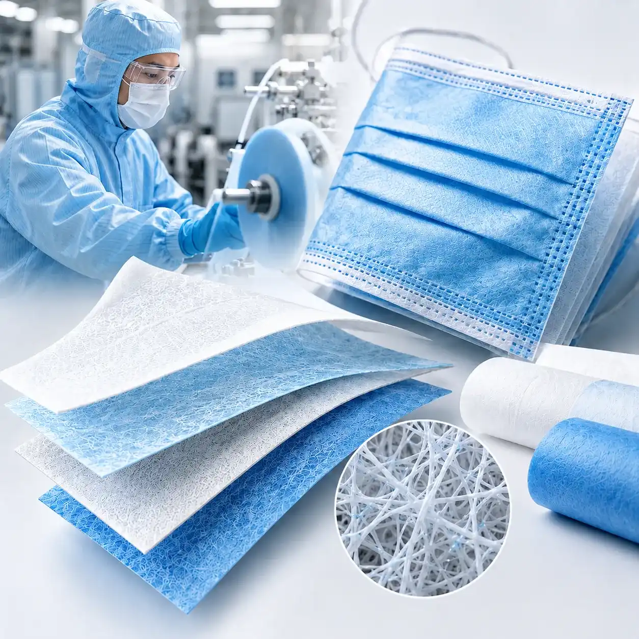 Meltblown and SMS nonwoven fabric for FDA certified medical mask and gown production