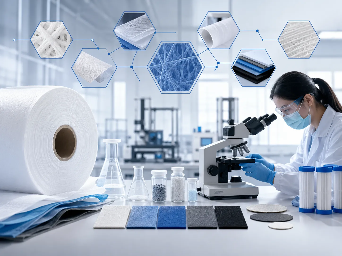 Technical analysis of nonwoven fabric fiber structure and material properties in R&D laboratory