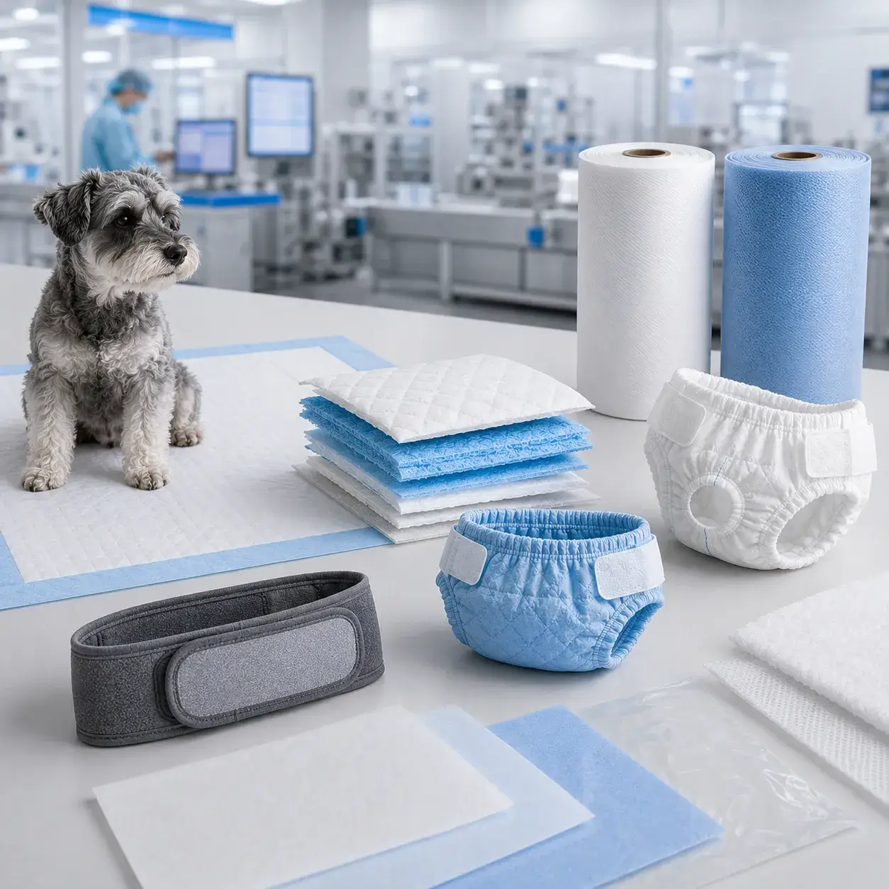Pet-safe nonwoven materials and breathable film for dog diaper and training pad manufacturing