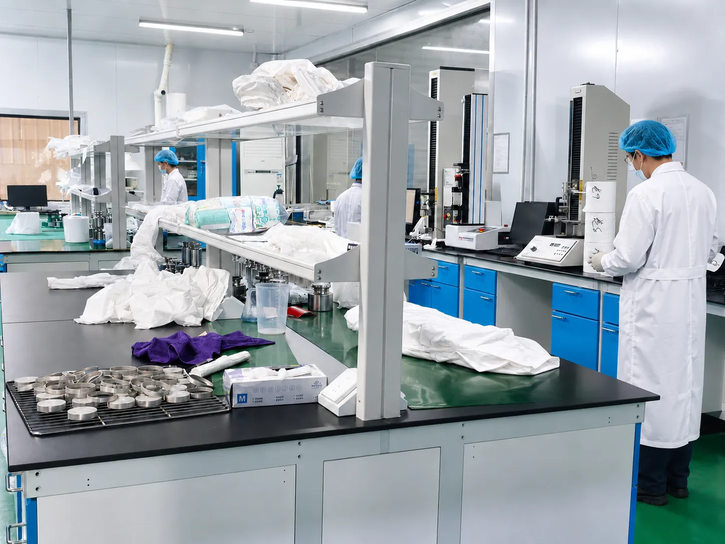 Quality control laboratory for hygiene raw materials featuring advanced R&D testing and analysis