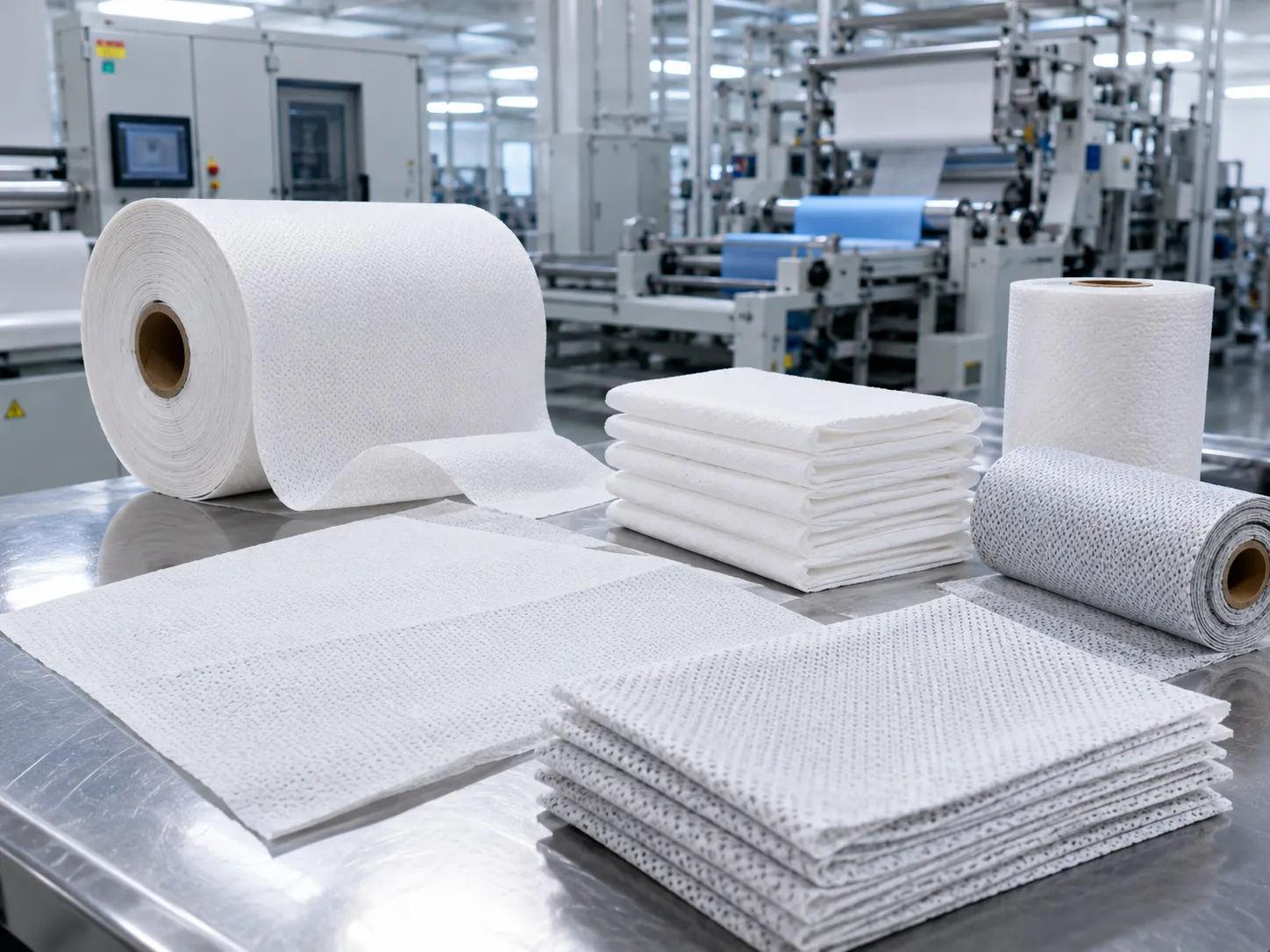 Spunlace and hydrophilic nonwoven industrial wipes for high absorbency and strength