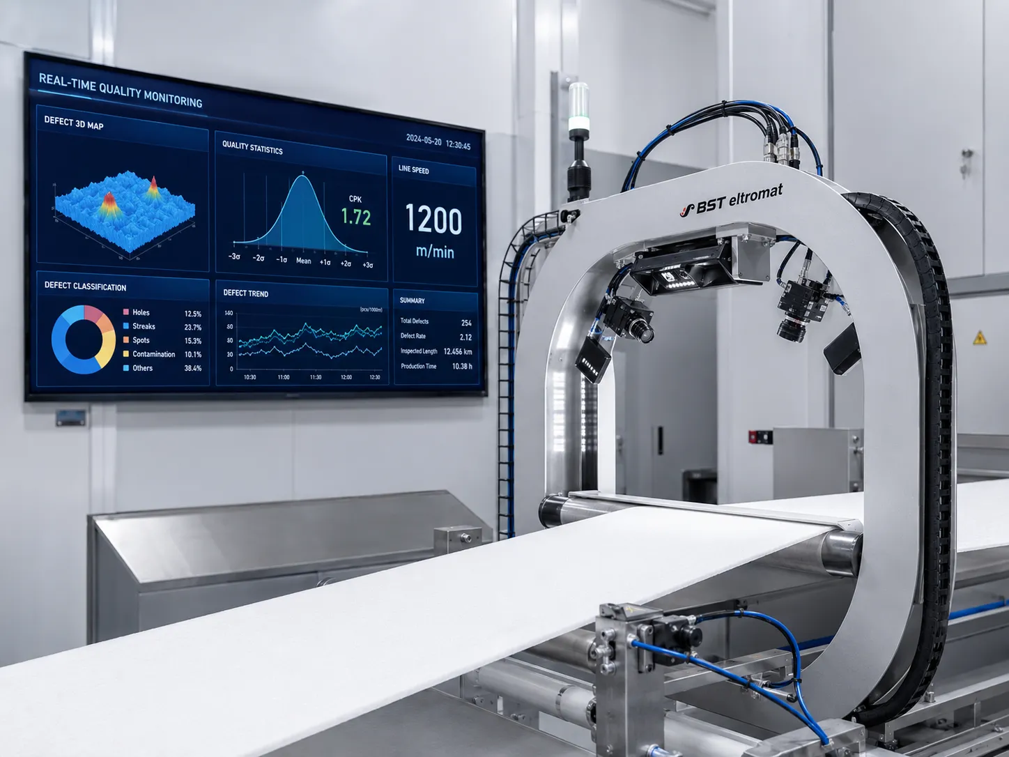 Urightmaterials In Line Optical Inspection And Defect Scanning System With Real Time Spc Monitoring For Premium Nonwoven Fabric Quality Control