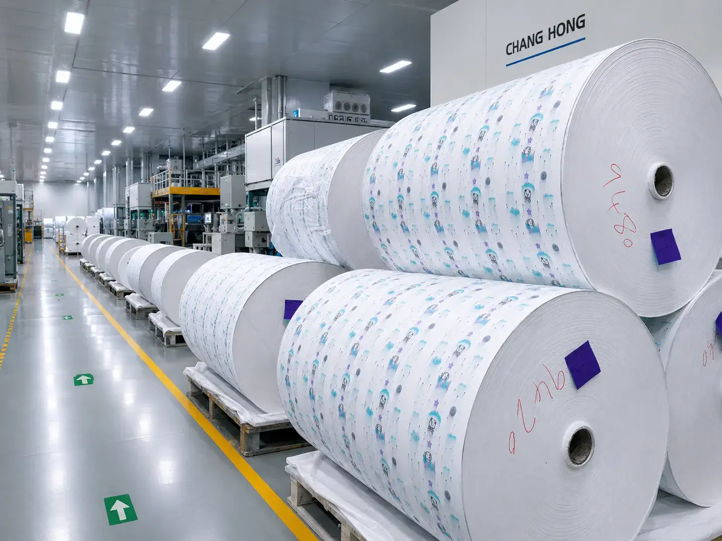 PE film rolls for diaper backsheets with high peel strength for high-speed lines